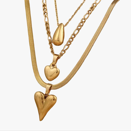 Drop Heart Necklace Set